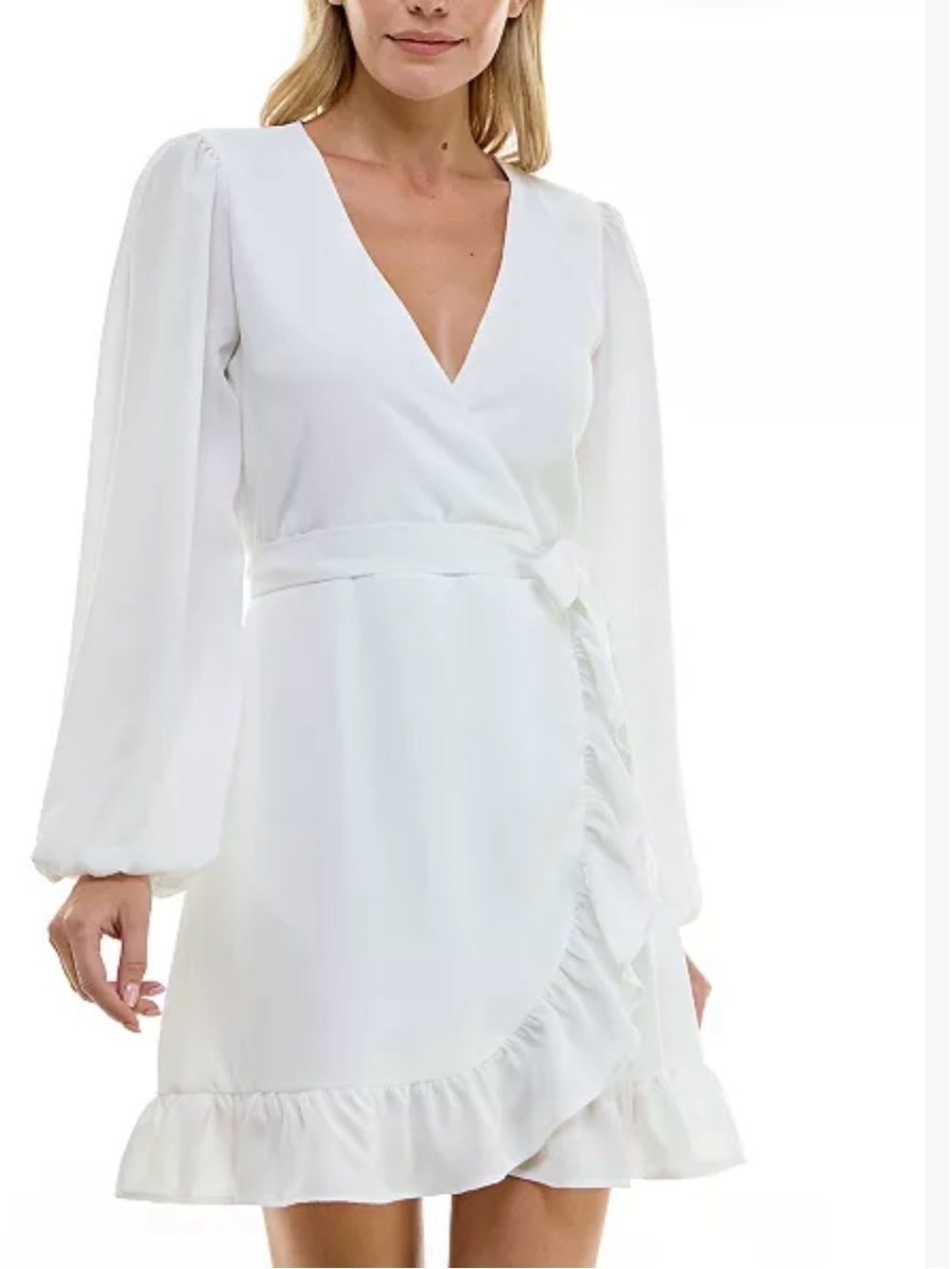 Jolt Juniors' Ruffle-Trimmed Faux-Wrap Dress